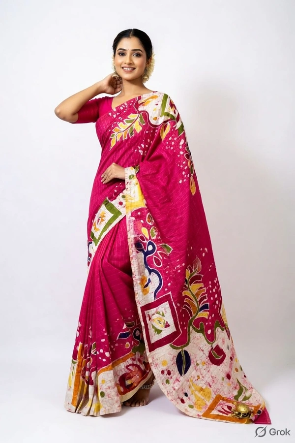 SKU1533 : Tussar Bapta with Mom Batik