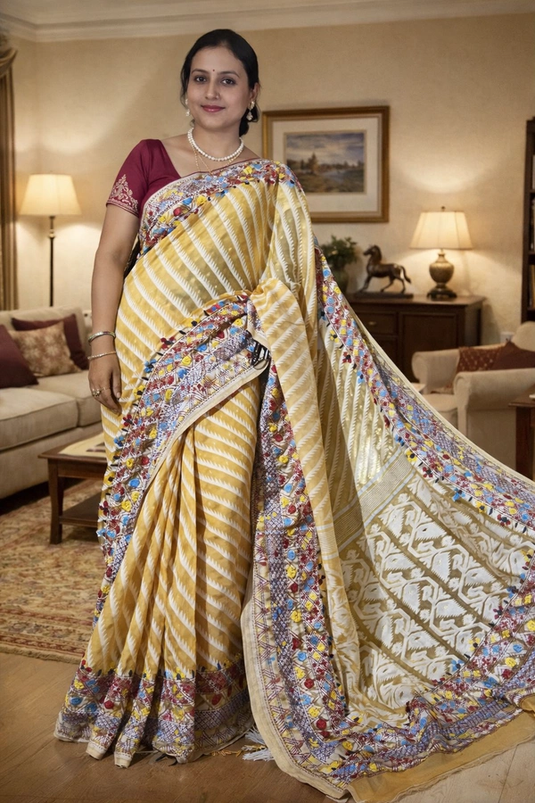 SKU1536 : Jamdani Saree with Lambani Handwork