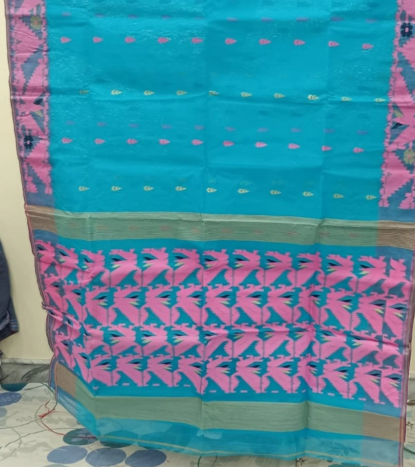  SKU1176 : Elegant Cotton Blend Dhakai Jamdani Saree | Hand Woven - Hand Wash, No