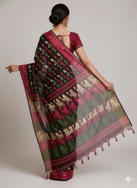  SKU1177 : Elegant Cotton Blend Dhakai Jamdani Saree | Patli Pallu Design - Hand Wash, Yes