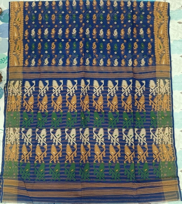  SKU1178 :Elegant Cotton Blend Dhakai Jamdani Saree | Patli Pallu Design - Hand Wash, Yes