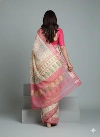 SKU1179 : Elegant Cotton Blend Dhakai Jamdani Saree | Patli Pallu Design - Hand Wash, Yes