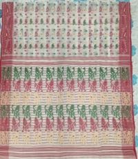 SKU1179 : Elegant Cotton Blend Dhakai Jamdani Saree | Patli Pallu Design - Hand Wash, Yes