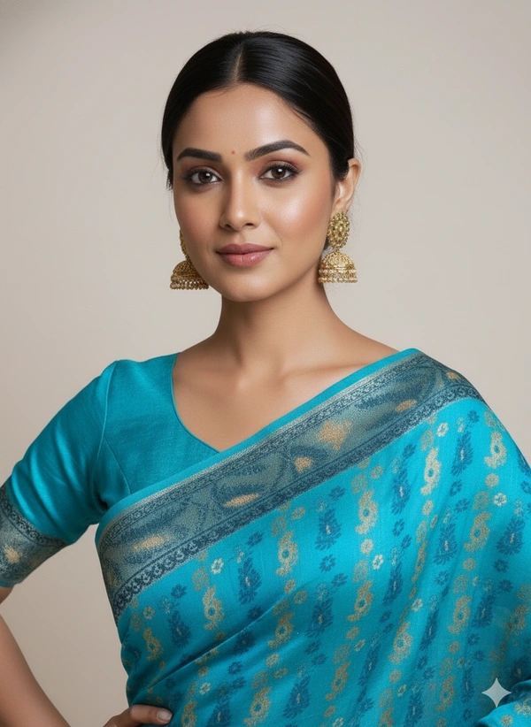 SKU1180 : Elegant Cotton Blend Dhakai Jamdani Saree | Patli Pallu Design - Hand Wash, Yes