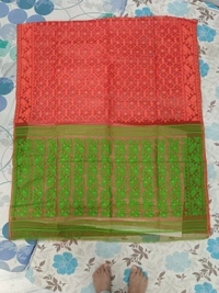  SKU1181 : Dhakai Jamdani Saree | Half-Half Design - Hand Wash, No