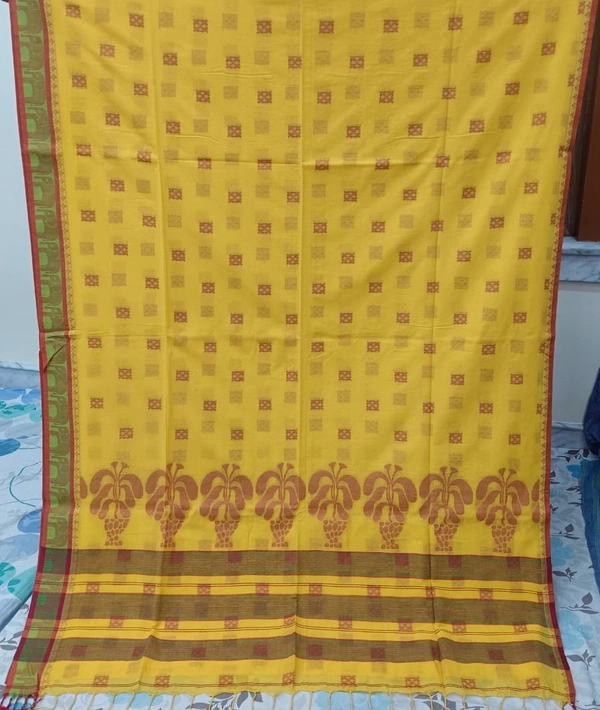  SKU1190 : Pure Khadi Cotton Saree – Handwoven, Lightweight & Breathable Fabric - Hand Wash, Yes