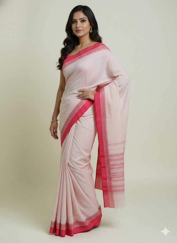  SKU1192 : Pure Khadi Cotton Saree – Handwoven, Lightweight & Breathable Fabric - Hand Wash, No