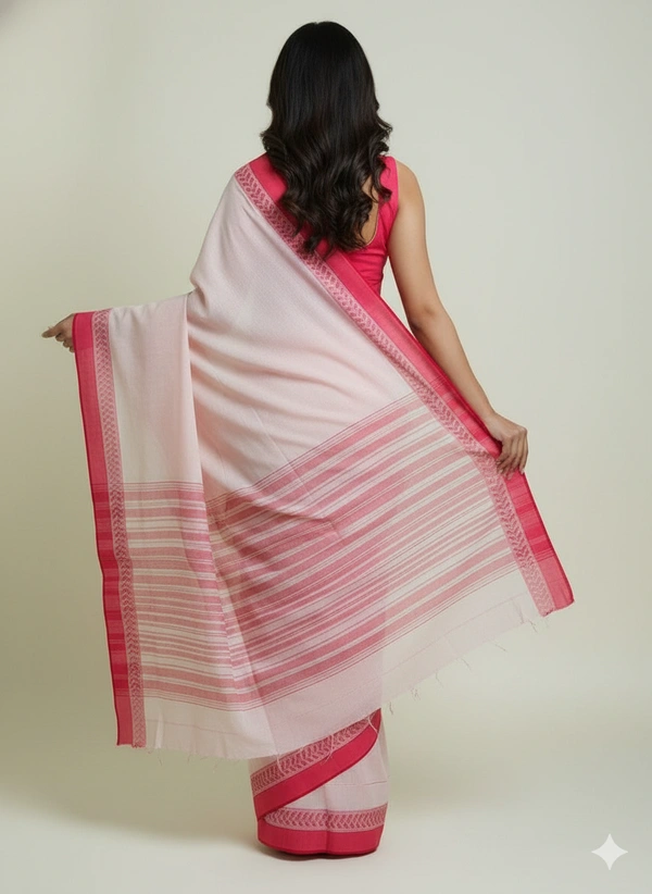  SKU1192 : Pure Khadi Cotton Saree – Handwoven, Lightweight & Breathable Fabric - Hand Wash, No