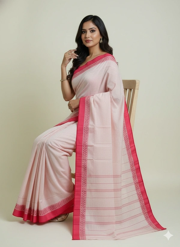  SKU1192 : Pure Khadi Cotton Saree – Handwoven, Lightweight & Breathable Fabric - Hand Wash, No