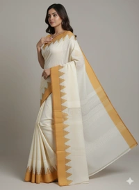 SKU1193 : Pure Khadi Cotton Saree – Handwoven, Lightweight & Breathable Fabric - Hand Wash, No