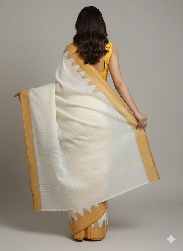 SKU1193 : Pure Khadi Cotton Saree – Handwoven, Lightweight & Breathable Fabric - Hand Wash, No