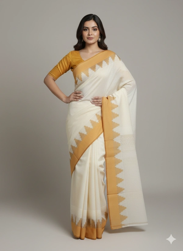 SKU1193 : Pure Khadi Cotton Saree – Handwoven, Lightweight & Breathable Fabric - Hand Wash, No