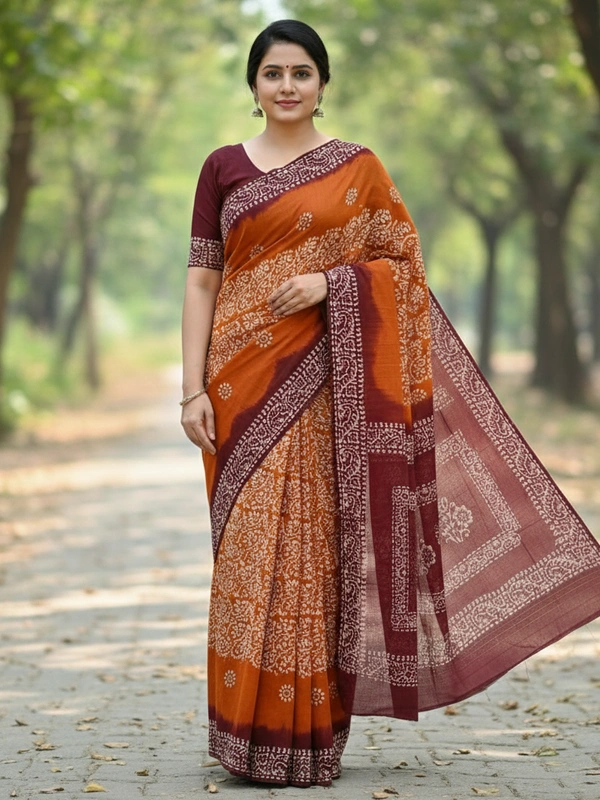  SKU-0826 : Elegant Semi Linen Saree – Lightweight, Breathable & Handwoven Elegance  - All