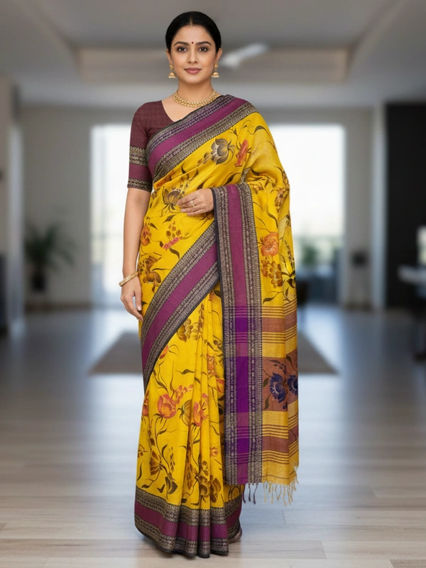 SKU0827 : Pure Khadi Cotton Saree – Handwoven, Lightweight & Breathable Fabric - Hand Wash, Yes