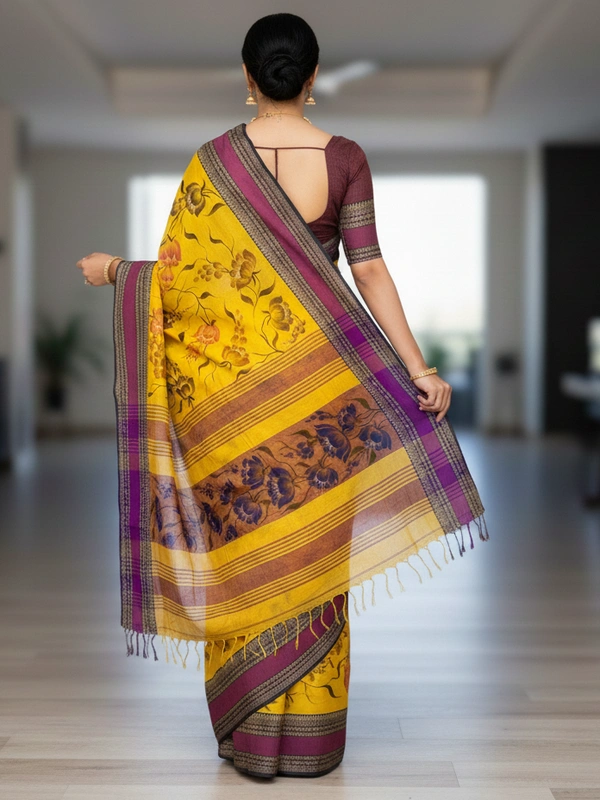 SKU0827 : Pure Khadi Cotton Saree – Handwoven, Lightweight & Breathable Fabric - Hand Wash, Yes