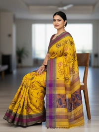 SKU0827 : Pure Khadi Cotton Saree – Handwoven, Lightweight & Breathable Fabric - Hand Wash, Yes