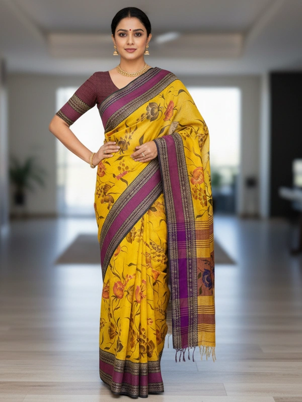 SKU0827 : Pure Khadi Cotton Saree – Handwoven, Lightweight & Breathable Fabric - Hand Wash, Yes