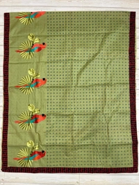 SKU0832 : Staple Cotton Saree – Machine Woven, Lightweight & Breathable Fabric - Hand Wash, Yes