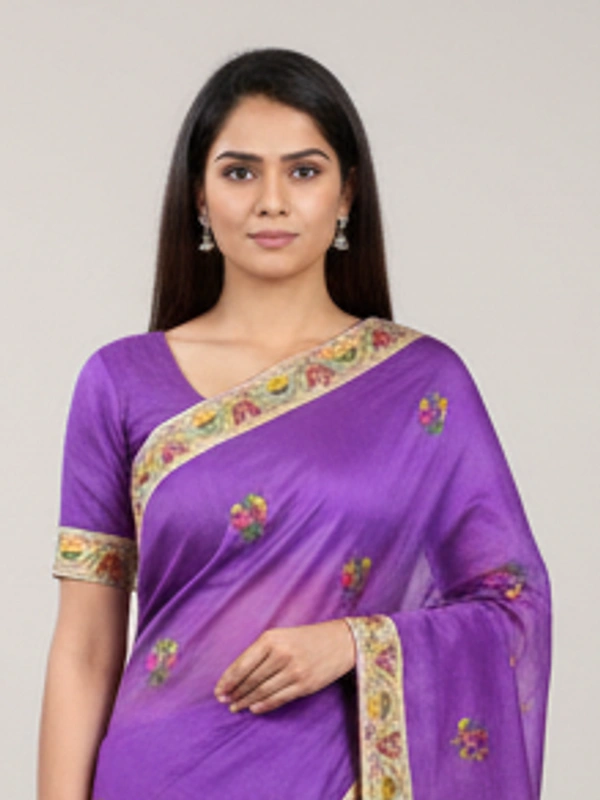 SKU0834 : Staple Cotton Saree – Machine Woven, Lightweight & Breathable Fabric - Hand Wash, Yes