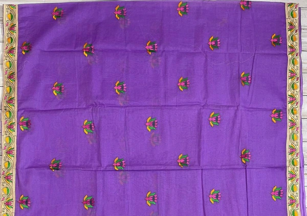 SKU0834 : Staple Cotton Saree – Machine Woven, Lightweight & Breathable Fabric - Hand Wash, Yes