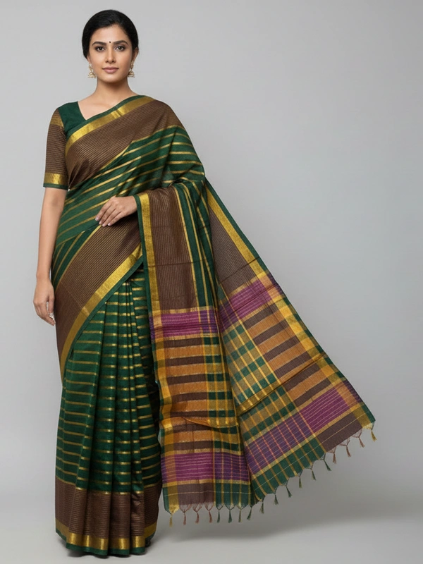 SKU0837 : Pure Kerol Cotton Saree – Handwoven, Lightweight & Breathable Fabric - Hand Wash, Yes