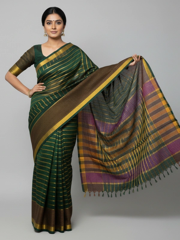 SKU0837 : Pure Kerol Cotton Saree – Handwoven, Lightweight & Breathable Fabric - Hand Wash, Yes