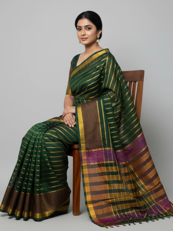 SKU0837 : Pure Kerol Cotton Saree – Handwoven, Lightweight & Breathable Fabric - Hand Wash, Yes