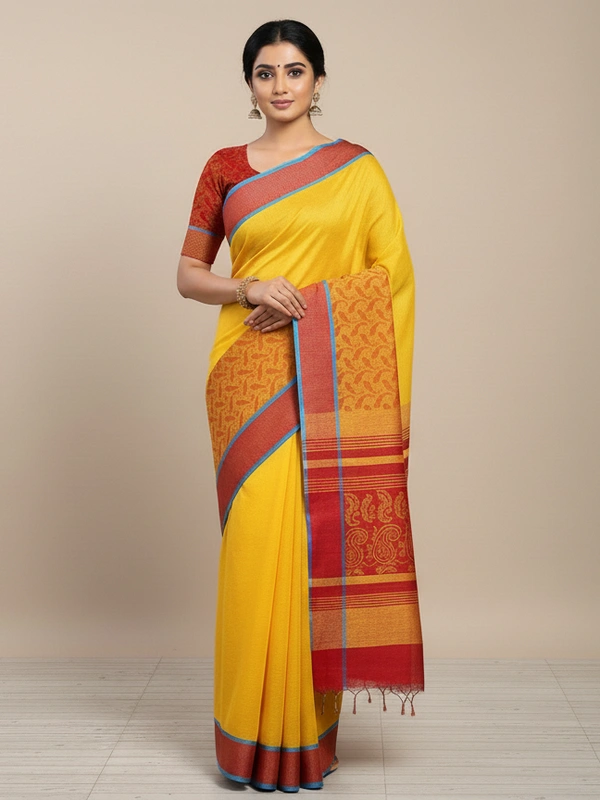 SKU0839 : Pure Handloom Cotton Saree – Handwoven, Lightweight & Breathable Fabric - Hand Wash, Yes