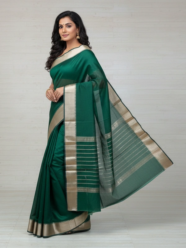 SKU0842 : Pure Handloom Cotton Saree – Handwoven, Lightweight & Breathable Fabric - Hand Wash, Yes