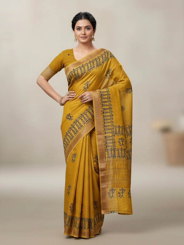SKU0843 : Resham-Muga saree – Gorgeous, Lightweight & Breathable Fabric - Hand Wash, Yes