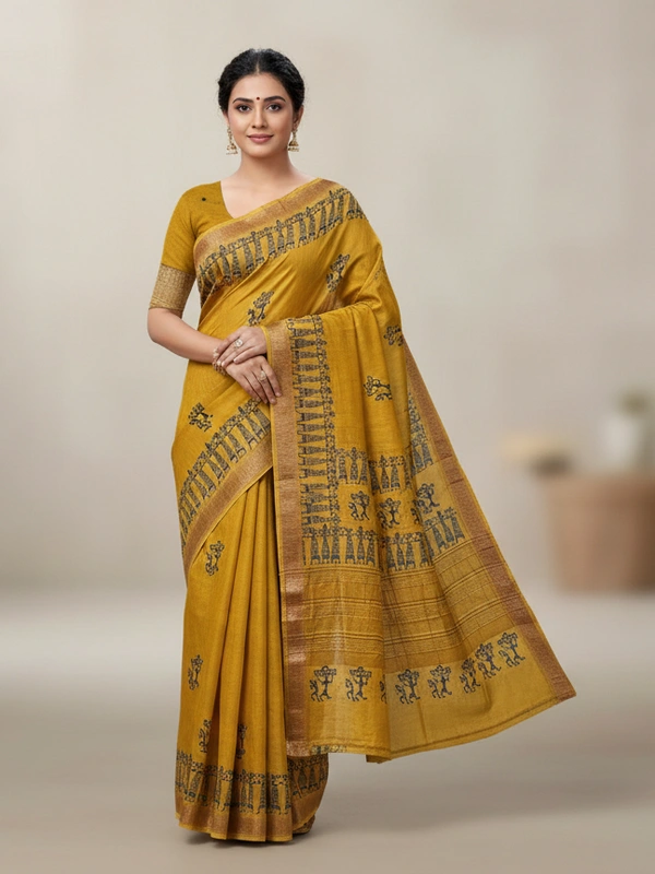 SKU0843 : Resham-Muga saree – Gorgeous, Lightweight & Breathable Fabric - Hand Wash, Yes