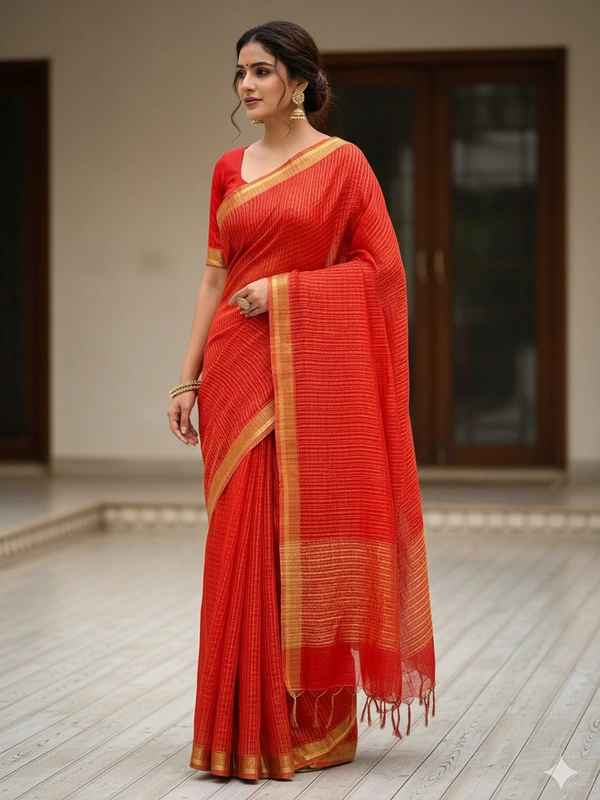 SKU0844 : Resham-Muga saree – Gorgeous, Lightweight & Breathable Fabric - Hand Wash, Yes