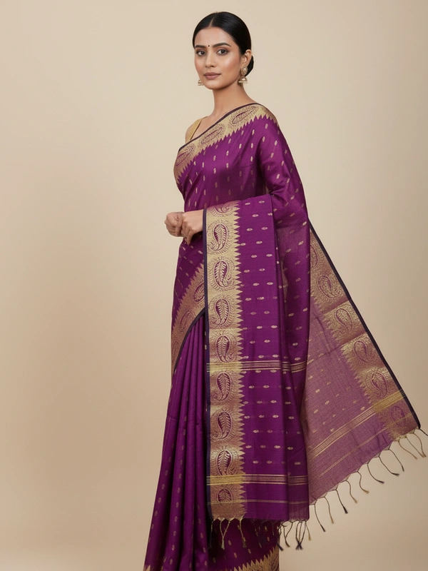 SKU-0818 : Elegant Handwoven Semi Silk Saree - Hand Wash, Yes