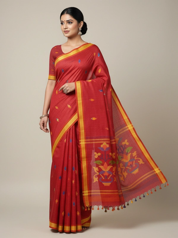 SKU0849 : Pure Khadi Cotton Saree – Handwoven, Lightweight & Breathable Fabric - Hand Wash, Yes