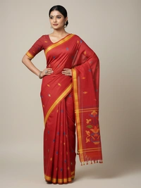 SKU0849 : Pure Khadi Cotton Saree – Handwoven, Lightweight & Breathable Fabric - Hand Wash, Yes