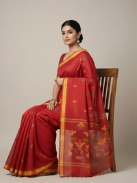 SKU0849 : Pure Khadi Cotton Saree – Handwoven, Lightweight & Breathable Fabric - Hand Wash, Yes