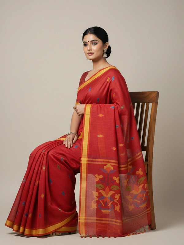SKU0849 : Pure Khadi Cotton Saree – Handwoven, Lightweight & Breathable Fabric - Hand Wash, Yes
