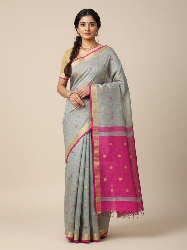 SKU0850 : Pure Khadi Cotton Saree – Handwoven, Lightweight & Breathable Fabric - Hand Wash, Yes