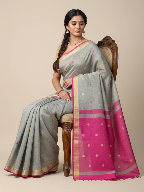SKU0850 : Pure Khadi Cotton Saree – Handwoven, Lightweight & Breathable Fabric - Hand Wash, Yes