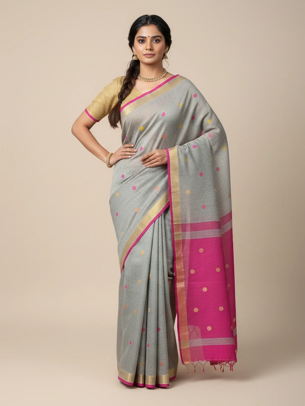 SKU0850 : Pure Khadi Cotton Saree – Handwoven, Lightweight & Breathable Fabric - Hand Wash, Yes
