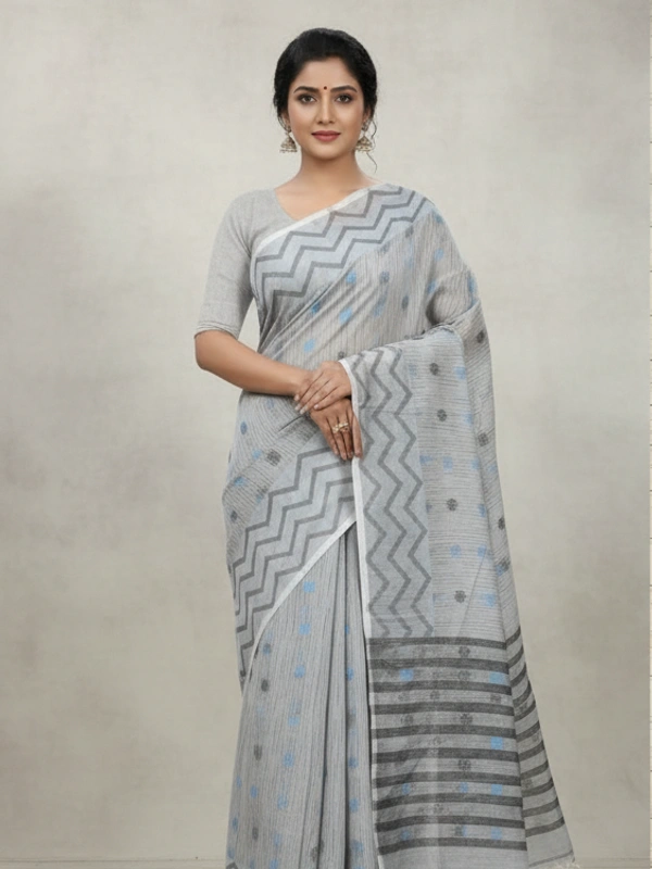 SKU0852 : Pure Khadi Cotton Saree – Handwoven, Lightweight & Breathable Fabric - Hand Wash, Yes