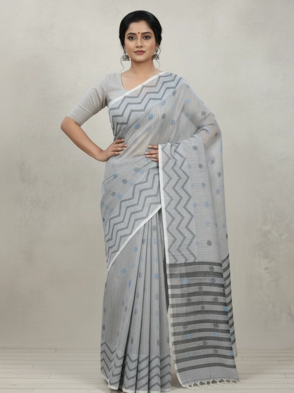 SKU0852 : Pure Khadi Cotton Saree – Handwoven, Lightweight & Breathable Fabric - Hand Wash, Yes