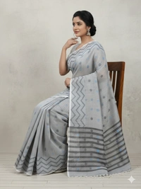 SKU0852 : Pure Khadi Cotton Saree – Handwoven, Lightweight & Breathable Fabric - Hand Wash, Yes