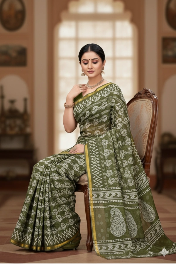 SKU0855 : Pure Supersoft Chanderi Cotton – Traditional saree - Hand Wash, Yes