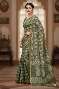 SKU0855 : Pure Supersoft Chanderi Cotton – Traditional saree - Hand Wash, Yes
