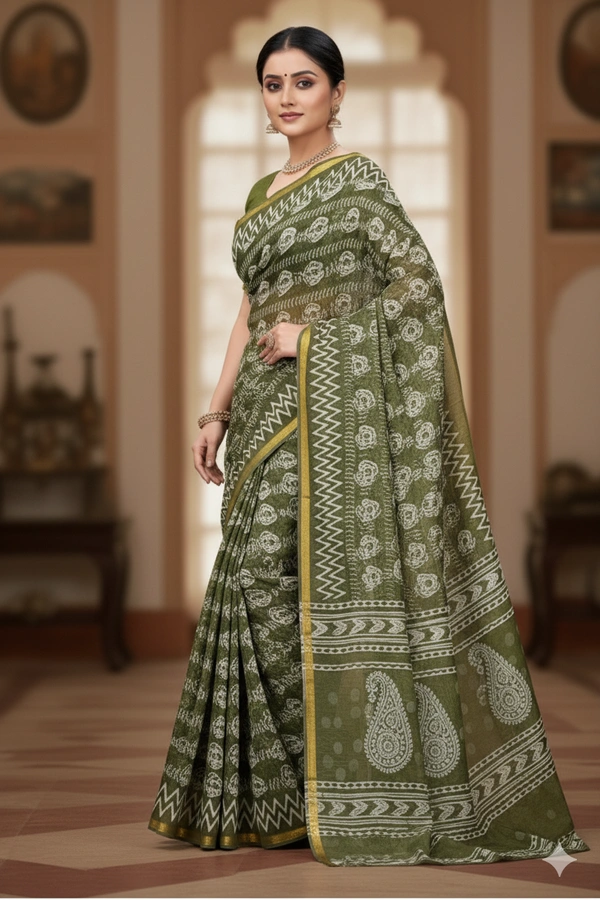 SKU0855 : Pure Supersoft Chanderi Cotton – Traditional saree - Hand Wash, Yes