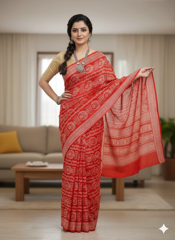 SKU0857 : Mulmul Cotton Saree, Lightweight saree - Hand Wash, No