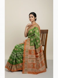 SKU0860 : Mulmul Cotton Saree, Lightweight saree - Hand Wash, No