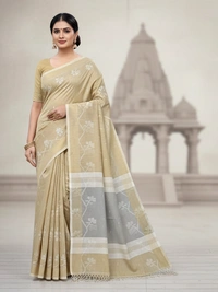 SKU0861 : Pure Khadi Cotton Saree – Handwoven, Lightweight & Breathable Fabric - Hand Wash, Yes