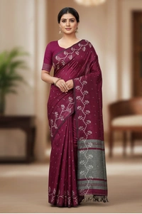 SKU0863 : Pure Khadi Cotton Saree – Handwoven, Lightweight & Breathable Fabric - Hand Wash, Yes